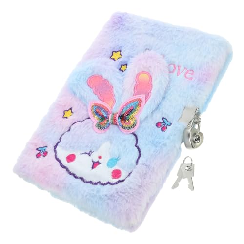 FUNOMOCYA Süßes Notizbuch mit Plüsch Muster Karton Hase Perfektes Tagebuch für Kreatives Schreibwaren Accessoire mit Bunten und Glattem für Schule und Reisen von FUNOMOCYA