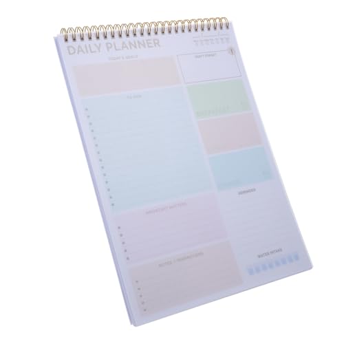 FUNOMOCYA Tagesplaner Notizblock Großer Organizer Undatierter Tagesplan mit PVC Umschlag Doppelbindung Robuster Schreibunterlage Rosa für Schule Büro von FUNOMOCYA