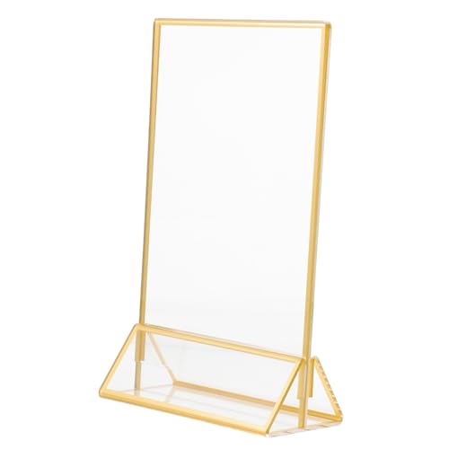 FUNOMOCYA Taiba übersichtlicher Tisch-Menüständer preisaufsteller preisschild restaurant zubehör Tischständer Werbedisplay Menühalter für den Tisch Ausstellungsstand Anzeige Acryl Golden von FUNOMOCYA