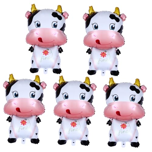 FUNOMOCYA Teiliges Cartoon Ox Aluminiumfolie Luftballons Wiederverwendbare Partydekoration mit Metallischem Glanz für Geburtstag Kuhmotiv Lustige Fotorequisiten für Familie und Freunde von FUNOMOCYA