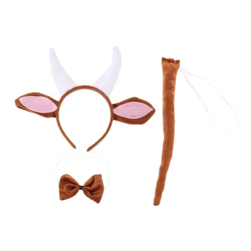 FUNOMOCYA Tierkostüm Ziegenhörner Haarreif Set mit Ohren Bowknot und Handschuhen Weiches Stoffmaterial Bequem und Sicher für Karneval Cosplay Halloween und Partys Geeignet von FUNOMOCYA