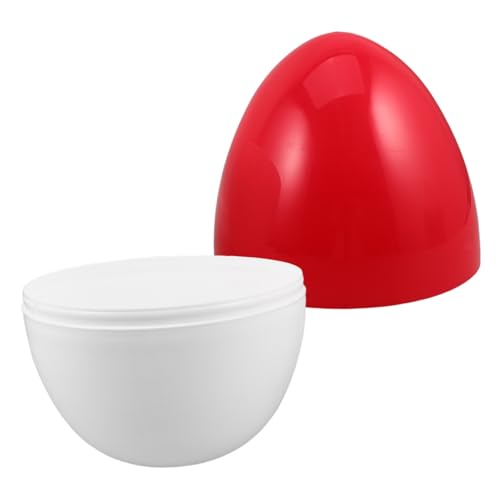 FUNOMOCYA Transparente Jumbo-Eier Große Befüllbare Kunststoffkapseln mit Offenem Design DIY Geschenkbox für Ostern Weihnachten Geburtstage Hochzeiten Partydeko in Weiß und Rot von FUNOMOCYA