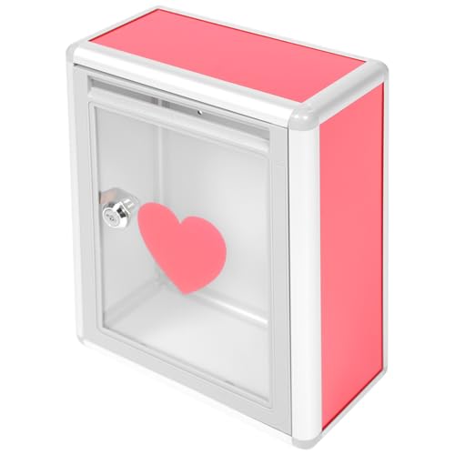FUNOMOCYA Transparentes Herzförmiges Abschließbares Metall spendenbox mit Schloss Multifunktionale Vorschlags Fundraising box für Öffentliche Orte Langlebiger Aluminium behälter für Sichere von FUNOMOCYA