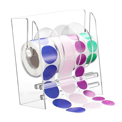 FUNOMOCYA Verstellbarer Etikettenspender aus Acryl Tischdispenser für Büro und Zuhause Robuste Konstruktion für Präzise Etikettierung von FUNOMOCYA
