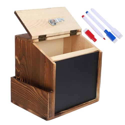 FUNOMOCYA Vintage Holz Vorschlagsbox mit Schloss Wandmontage Langlebige Rustikale Spendenbox aus Holz für Schule Büro Platzsparende Mailbox mit Sicherem Schloss für Feedback und Fundraising von FUNOMOCYA