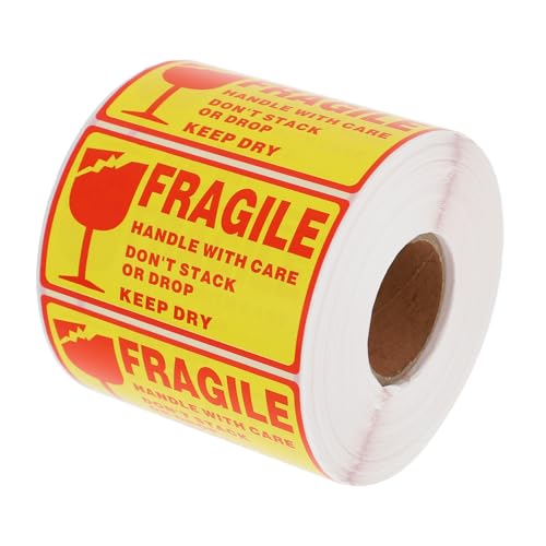 FUNOMOCYA Warnaufkleber Vorsicht Zerbrechlich Selbstklebend Rot Gelb Versandetiketten Handle With Care Langlebige Verpackungshinweise für Sichere Paketzustellung FUNOMOCYA Warnaufkleber Vorsicht Zerbrechlich Selbstklebend Rot Gelb Versandetiketten Handle With Care Langlebige Verpackungshinweise für Sichere Paketzustellung von FUNOMOCYA