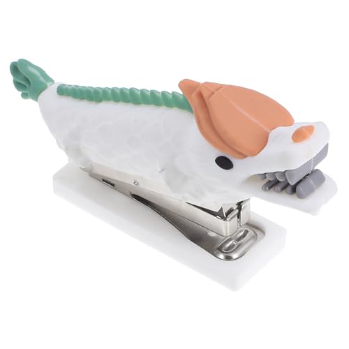 FUNOMOCYA Xiaolong Hefter Kinderhefter cooler Hefter kleiner Hefter Mini lustiger Hefter süße Hefter Buchheime Netter Hefter manuelle Hefter Studentenhefter Bürowefter Rostfreier Stahl Weiß von FUNOMOCYA