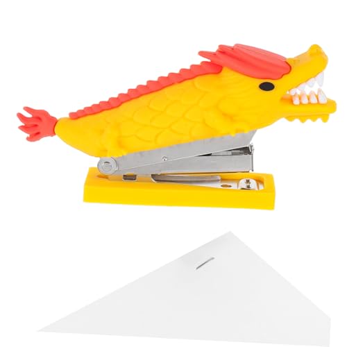 FUNOMOCYA Xiaolong Hefter Tierhefter Büro-Must-Haves Süße Hefter für den Schreibtisch tragbarer Mini-Hefter Netter Hefter Studentenhefter kleiner Hefter Kinderhefter Rostfreier Stahl Gelb von FUNOMOCYA