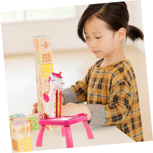 FUNOMOCYA Zeichentisch mit Einhorn projektor Robustes Leichtes Kunststoffmaterial Multifunktionales Projektionsspielzeug Abwischbar Fördert Kreativität und Lernen von FUNOMOCYA