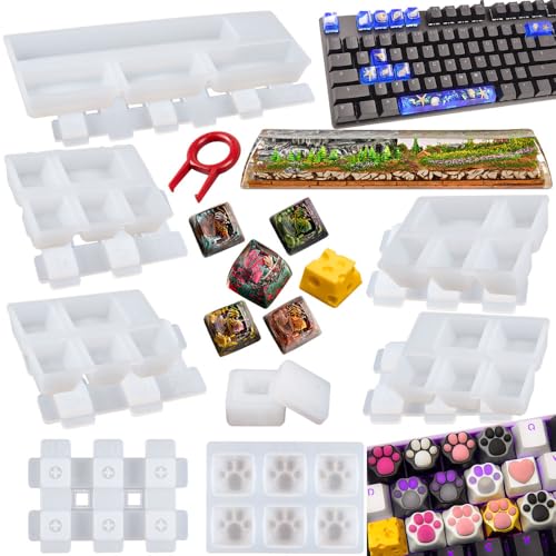 Silikonform mechanische Tastenkappen Epoxidharz Formen mit Schlüsselzieher 7er Set von FUNSHOWCASE