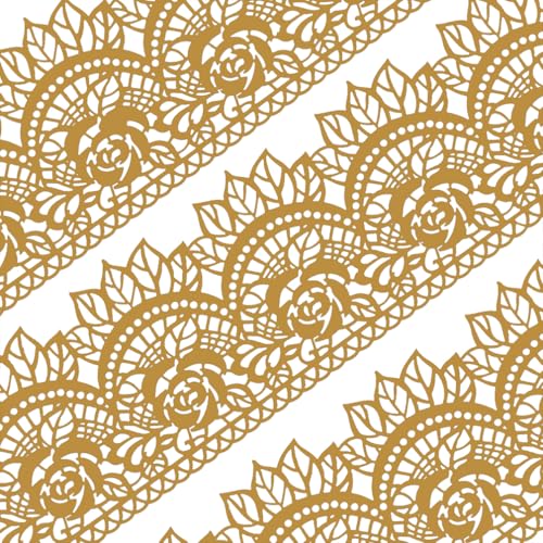 5tlg Große gebrauchsfertige Spitze Tortenband Spitzendekor essbar Rose Muschel gold von FUNSHOWCASE