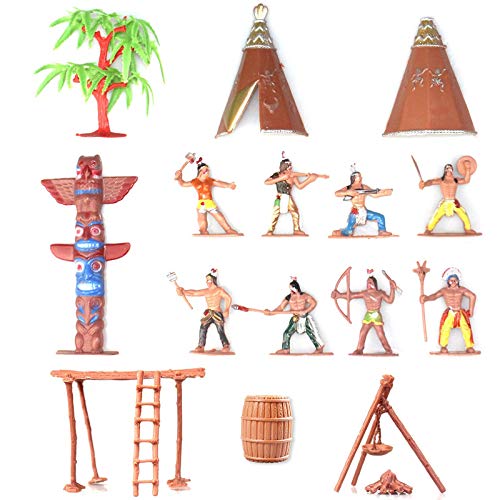 FUNSHOWCASE Indianer Figur Set für Tortendeko, Kuchenaufsatz, Märchengarten, Puppenhaus, Erziehung, Spielzeug, 15 teilig von FUNSHOWCASE