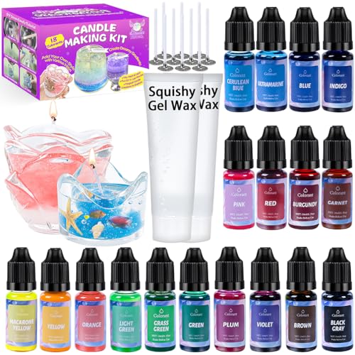 FUNSHOWCASE Kerzenherstellungsset Squishy Gelwachs und hochkonzentrierter flüssiger Farbstoff 19 Farben 10 Dochte FUNSHOWCASE Kerzenherstellungsset Squishy Gelwachs und hochkonzentrierter flüssiger Farbstoff 19 Farben 10 Dochte von FUNSHOWCASE