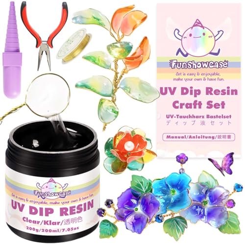 UV-Tauchharz Bastelset 200ml kristallklar für Drahtblumen Drahtkunst Schmuckherstelllung UV-Tauchharz Bastelset 200ml kristallklar für Drahtblumen Drahtkunst Schmuckherstelllung von FUNSHOWCASE