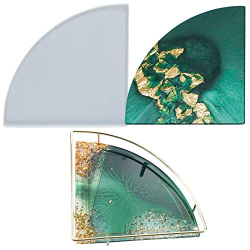 Fächerförmige Silikonform, Geode Achat Epoxidharz Formen mit Metallrahmen für Untersetzer, Obsttablett, Käsebrett, Schmuck, Kuchen, DIY Handwerk, Viertelkreis, extra groß, Fertighöhe:23cm, 1 teilig Fächerförmige Silikonform, Geode Achat Epoxidharz Formen mit Metallrahmen für Untersetzer, Obsttablett, Käsebrett, Schmuck, Kuchen, DIY Handwerk, Viertelkreis, extra groß, Fertighöhe:23cm, 1 teilig von FUNSHOWCASE