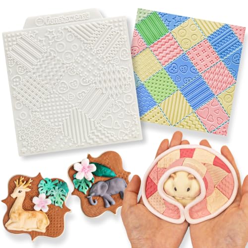 Fondant Patchwork Quilt Silikonform mit 15 Texturen für Tortendekoration Modelliermasse Basteln von FUNSHOWCASE