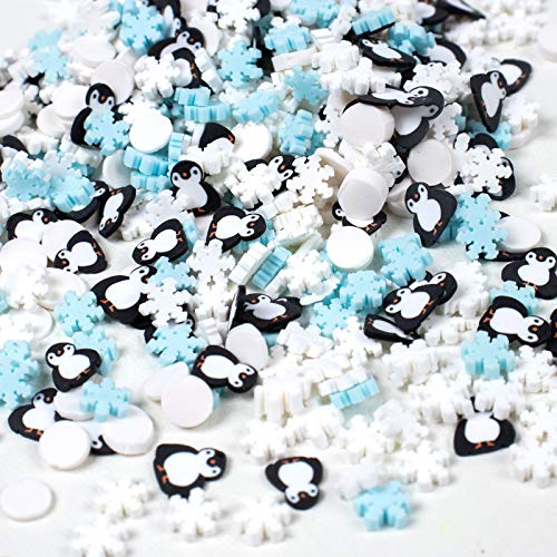 Funshowcase Pinguin Schneeflocke-Streusel Modelliermassen für Kunstharz-Schmuckherstellung, DIY-Basteln Verzierung, Dekoden-Telefonhülle, Schleim, Scrapbookin, Nagelkunst, 20 g von FUNSHOWCASE