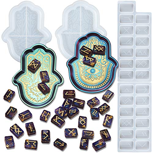 Hand der Fatima und Runenstein Silikonformen Gießformen für Epoxidharz Kerzen Anhänger 4-set von FUNSHOWCASE