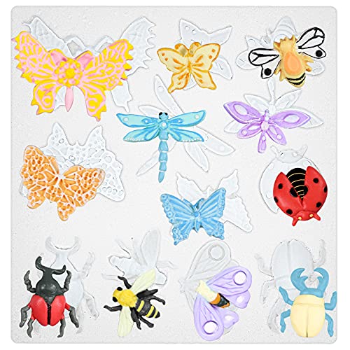 Insekten Form Silikon Epoxidharz Tortendeko Kuchen Topper DIY Basteln Schmetterling Libelle Biene Marienkäfer Fertighöhe:1.5-3cm von FUNSHOWCASE