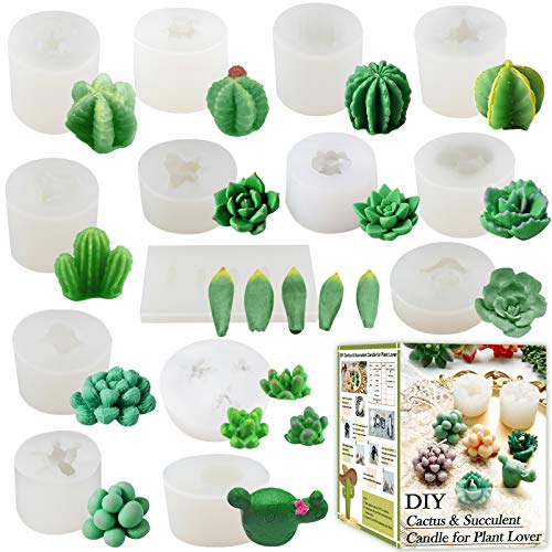 Kaktus Silikonform Mini Sukkulent Epoxidharz Formen 15er Set mit Gebrauchsanweisung für Kerzenherstellung von FUNSHOWCASE