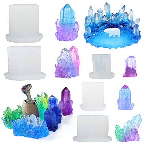 Kristall Edelstein Silikonform für Epoxidharz, Isomalt, Fondant, Glaskristall, Eisberg, Kerzen, Dekoration Ihrer DIY-Kuchen oder Kunsthandwerk, 5 Stück von FUNSHOWCASE