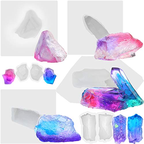Kristallquarz Silikonform, Gesteinscluster Geode Druzy Gem Epoxidharz Formen für Kerze, Isomalt, DIY Handwerk, 6 Packungen, Fertighöhe:1.63-2.7cm, klein von FUNSHOWCASE