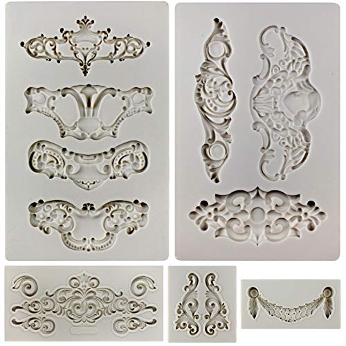 Retro Krone Silikonform, vintage Schnörkel Epoxidharz Formen für Fondant, Tortendeko, Kuchenaufsatz, Süßigkeiten, Heimdeko, Barockstil, Wirbel Bordüre, 15 Hohlräume, 5 Packungen, Form Höhe:1.7-5.6cm Retro Krone Silikonform, vintage Schnörkel Epoxidharz Formen für Fondant, Tortendeko, Kuchenaufsatz, Süßigkeiten, Heimdeko, Barockstil, Wirbel Bordüre, 15 Hohlräume, 5 Packungen, Form Höhe:1.7-5.6cm von FUNSHOWCASE