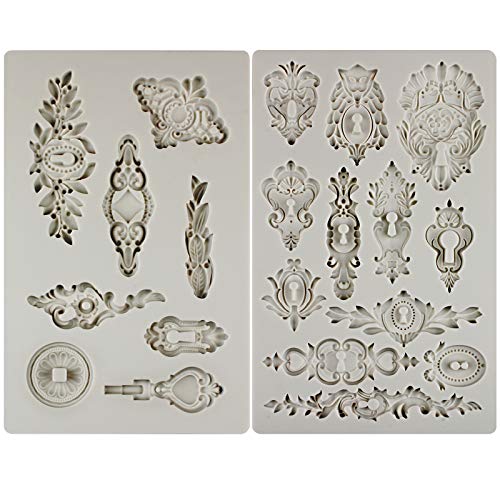 Schlüsselschild Silikonform, antik Schlüsselrosette Epoxidharz Formen für Tortendeko, Fondant Kuchen, Schokolade, Süßigkeiten, Beton, Gips, Zement, Barockstil, 2 Packungen, 20 Muster Schlüsselschild Silikonform, antik Schlüsselrosette Epoxidharz Formen für Tortendeko, Fondant Kuchen, Schokolade, Süßigkeiten, Beton, Gips, Zement, Barockstil, 2 Packungen, 20 Muster von FUNSHOWCASE