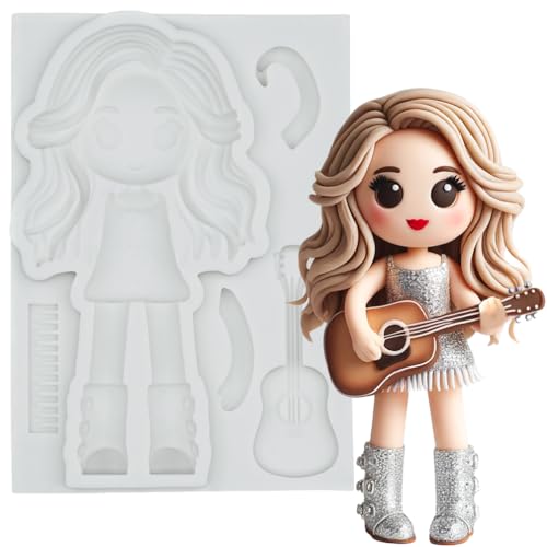 Taylor Fondant Silikonform Sängerin Figur Backform für Tortendeko Cupcake Topper Kerzen Wachs Tonhandwerk 10,3cm von FUNSHOWCASE