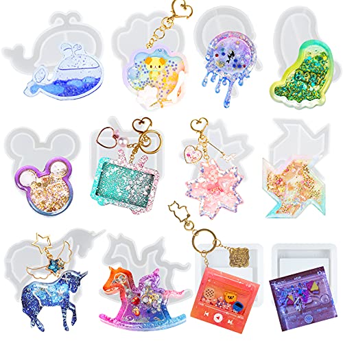 UV Harz Shaker, Treibsand Silikonform für Epoxidharz, Schmuck, Anhänger, Schlüsselanhänger, DIY Handwerk, Mickey, Schaukelpferd, Kirschblüte, Windmühle, Einhorn, Fuß, 12 Shakerform, Formhöhe:4.9-6.6cm UV Harz Shaker, Treibsand Silikonform für Epoxidharz, Schmuck, Anhänger, Schlüsselanhänger, DIY Handwerk, Mickey, Schaukelpferd, Kirschblüte, Windmühle, Einhorn, Fuß, 12 Shakerform, Formhöhe:4.9-6.6cm von FUNSHOWCASE