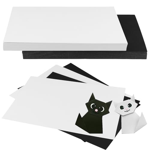 FUNSUEI 100 Blatt Schwarz-Weiß-Karton, A4, 300 g/m², schwarzes Papier und weißer Karton, A4, für Kunst und Handwerk, Büro, Schreibwaren von FUNSUEI