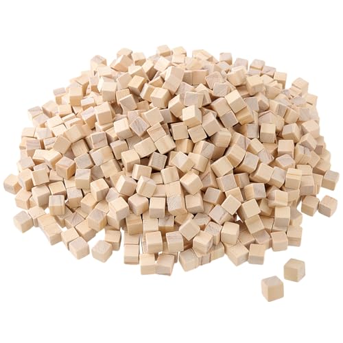 FUNSUEI 1500 Stück Holzwürfel 1 x 1 x 1 cm, Holz Würfel Klein Blanko, Kleine Holz Würfel Holzblock Quadrat Holzwürfel zum Basteln für DIY Handwerk von FUNSUEI