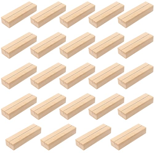 FUNSUEI 24 Stück Kartenhalter Holz, 10 x 3 x 2cm Tischkartenhalter Holz, Kartenständer Menükartenhalter Postkartenhalter Fotohalter, Holzaufsteller für Bankette Hochzeiten Partys Restaurants von FUNSUEI