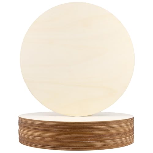 FUNSUEI 24 Stück Rund Holzplatte 30cm Durchmesser, 3mm Dicke Runde Holzscheiben Sperrholzplatte, Unvollendete Holzkreise zum Basteln für Handwerk, Dekorationen, DIY FUNSUEI 24 Stück Rund Holzplatte 30cm Durchmesser, 3mm Dicke Runde Holzscheiben Sperrholzplatte, Unvollendete Holzkreise zum Basteln für Handwerk, Dekorationen, DIY von FUNSUEI