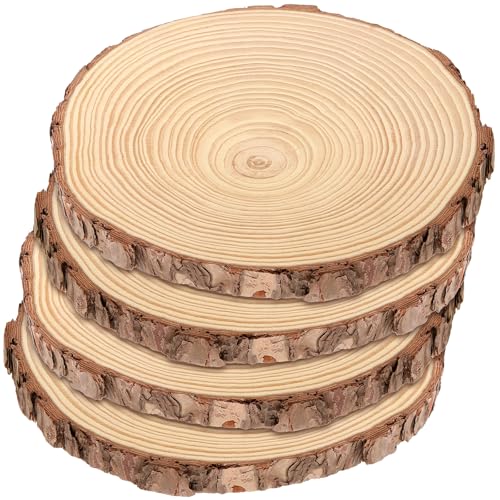 FUNSUEI 4 Stück Holzscheiben 23-25cm Durchmesser, Groß Baumscheiben Deko, Unvollendete Holzscheiben zum Basteln Naturholzscheiben für DIY Handwerk von FUNSUEI