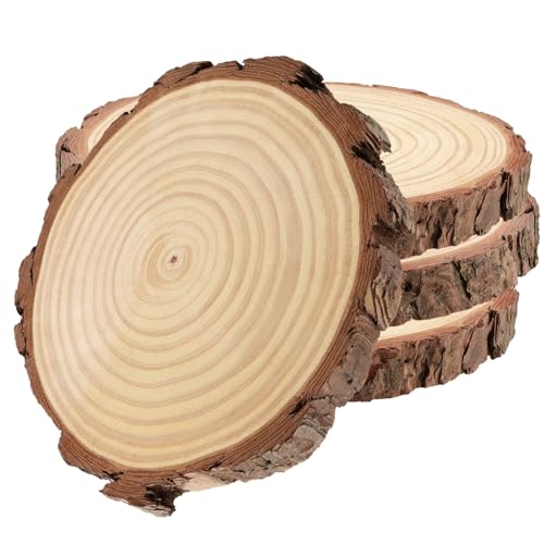 FUNSUEI 4 Stücke Holzscheiben 18-20 cm Durchmesser, Unvollendete Holzkreise, Runde Natur Holzscheiben, 2cm Dicke Baumscheiben Ohne Loch für DIY Handwerk Weihnachten Dekoration Holzuntersetzer FUNSUEI 4 Stücke Holzscheiben 18-20 cm Durchmesser, Unvollendete Holzkreise, Runde Natur Holzscheiben, 2cm Dicke Baumscheiben Ohne Loch für DIY Handwerk Weihnachten Dekoration Holzuntersetzer von FUNSUEI