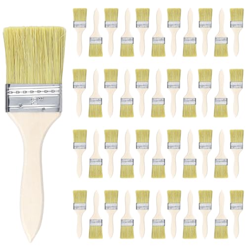 FUNSUEI 60 Stück Malerpinsel mit Holzgriff 45 x 175 mm, Flachpinsel Lackpinsel Set, Flache Pinsel Holz Lasurpinsel für Farbe, Ölmalerei, Malen, Beize von FUNSUEI