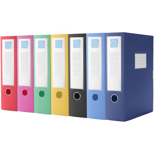 FUNSUEI 7 Stück Aktenordner A4 Bunt, 7,5 cm Breit, 7 Farben Dokumentenbox A4 Kunststoff, Archiv-Schachtel für Büro FUNSUEI 7 Stück Aktenordner A4 Bunt, 7,5 cm Breit, 7 Farben Dokumentenbox A4 Kunststoff, Archiv-Schachtel für Büro von FUNSUEI