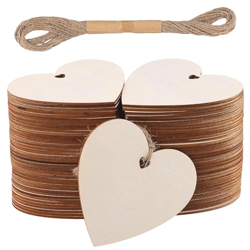FUNSUEI 80 Stück Holzherzen Deko 10 cm, Holz Herzen mit Loch und 10m Jute Schnur, Holzscheiben Herz Holzherzen Scheiben zum Hängen Basteln Bemalen für Hochzeit, Geburtstag, Festival FUNSUEI 80 Stück Holzherzen Deko 10 cm, Holz Herzen mit Loch und 10m Jute Schnur, Holzscheiben Herz Holzherzen Scheiben zum Hängen Basteln Bemalen für Hochzeit, Geburtstag, Festival von FUNSUEI
