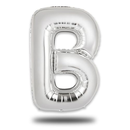 FUNXGO XXL Groß Folienballon Buchstaben B Silber -Riesen Alphabet ca. 100m - Verstärktes Material - Helium oder Luftfüllung - Perfekt für Geburtstag, Hochzeit, Party Dekoration & JGA - Ballon B Silber von FUNXGO