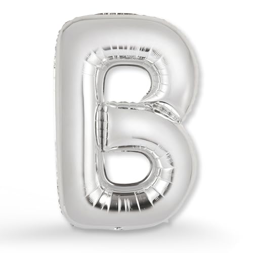 FUNXGO XXL Groß Folienballon Buchstaben B Silber -Riesen Alphabet ca. 100m - Verstärktes Material - Helium oder Luftfüllung - Perfekt für Geburtstag, Hochzeit, Party Dekoration & JGA - Ballon B Silber von FUNXGO