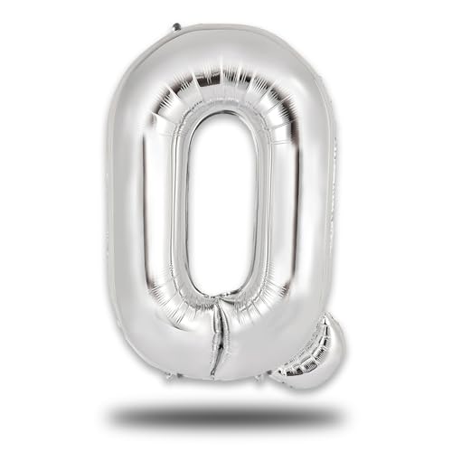 FUNXGO XXL Groß Folienballon Buchstaben Q Silber -Riesen Alphabet ca. 100m - Verstärktes Material - Helium oder Luftfüllung - Perfekt für Geburtstag, Hochzeit, Party Dekoration & JGA - Ballon Q Silber von FUNXGO