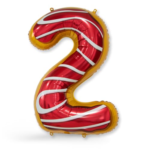 FUNXGO® Folienballon Zahl 2 dount - Riesen-Ballonzahl - Verstärktes Material- fliegt mit Helium - 2 Geburtstag Luftballon - Deko zum Geburtstage, Party, Hochzeiten - Ballon 2 dount von FUNXGO