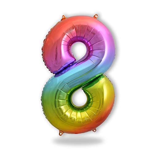 FUNXGO XXL Folien-Ballon 8, Helium-Ballon, Luftballon-Zahl, mehrfarbige Riesen-Ballonzahl, Verstärktes Material, Party-Deko zum 8. Kinder-Geburtstag, Hochzeitstag, bunt von FUNXGO