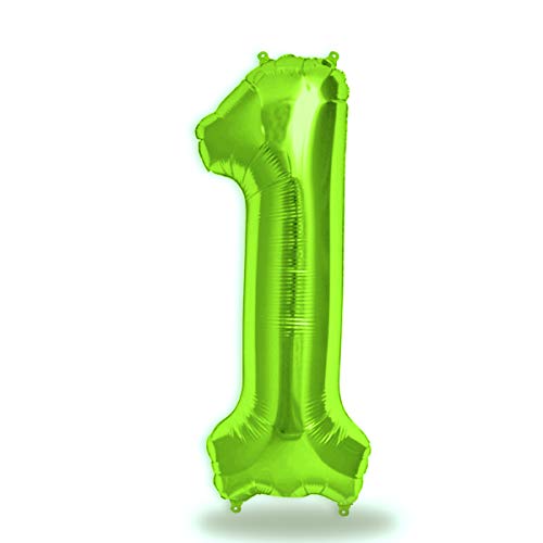 FUNXGO® folienballon zahl 1 Grün - Riesenzahl Ballon ca.100 cm - Luftballon Zahl 1 - fliegt mit Helium - zum 1. Geburtstag, Hochzeit, Jubiläum, Fest, Party Dekoration - Ballon 1 Grün von FUNXGO