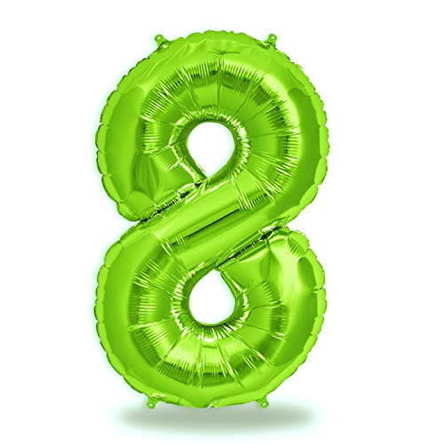 FUNXGO® folienballon zahl 8 Grün - Riesenzahl Ballon ca.100 cm - Luftballon Zahl 8 - fliegt mit Helium - zum 8. Geburtstag, Hochzeit, Jubiläum, Fest, Party Dekoration - Ballon 8 Grün von FUNXGO