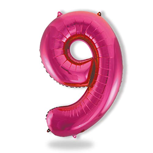 FUNXGO® Folienballon Zahl 9 pink - Riesen-Ballonzahl - Verstärktes Material- fliegt mit Helium - 9 Geburtstag Luftballon - Deko zum Geburtstage, Party, Hochzeiten - Ballon 9 pink von FUNXGO