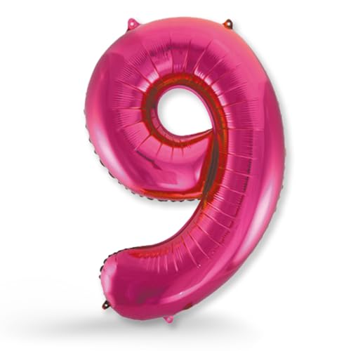 FUNXGO® Folienballon Zahl 9 pink - Riesen-Ballonzahl - Verstärktes Material- fliegt mit Helium - 9 Geburtstag Luftballon - Deko zum Geburtstage, Party, Hochzeiten - Ballon 9 pink von FUNXGO