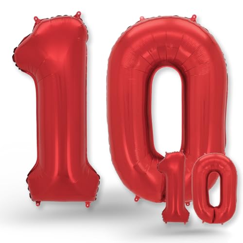 FUNXGO® folienballon 20 rot - 2 Stück - 42" & 17"- luftballon zahl 20 - Zahlen rot Ballon 20 Deko zum Geburtstag, Hochzeit, Jubiläum oder Fest, Party Dekoration -100cm & 38cm- ballon rot 20 von FUNXGO