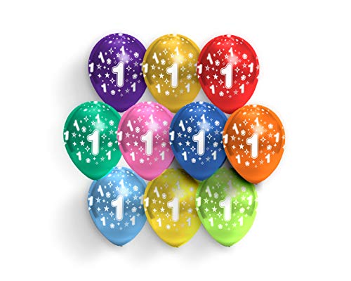 FUNXGO geburtstag Dekoration Luftballons in kunterbunte - 10 Stück - luftballons 1. geburtstag - Deko zum 1.Geburtstag Party Kindergeburtstag Happy Birthday Dekoration - luftballons 1 von FUNXGO